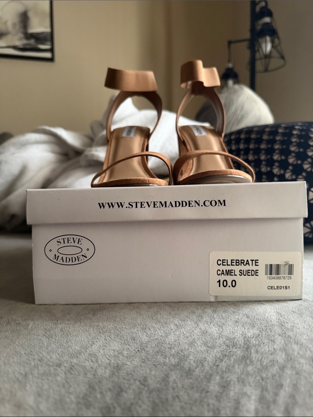 Steve Madden Camel Suede Strappy Block Heel Sandal